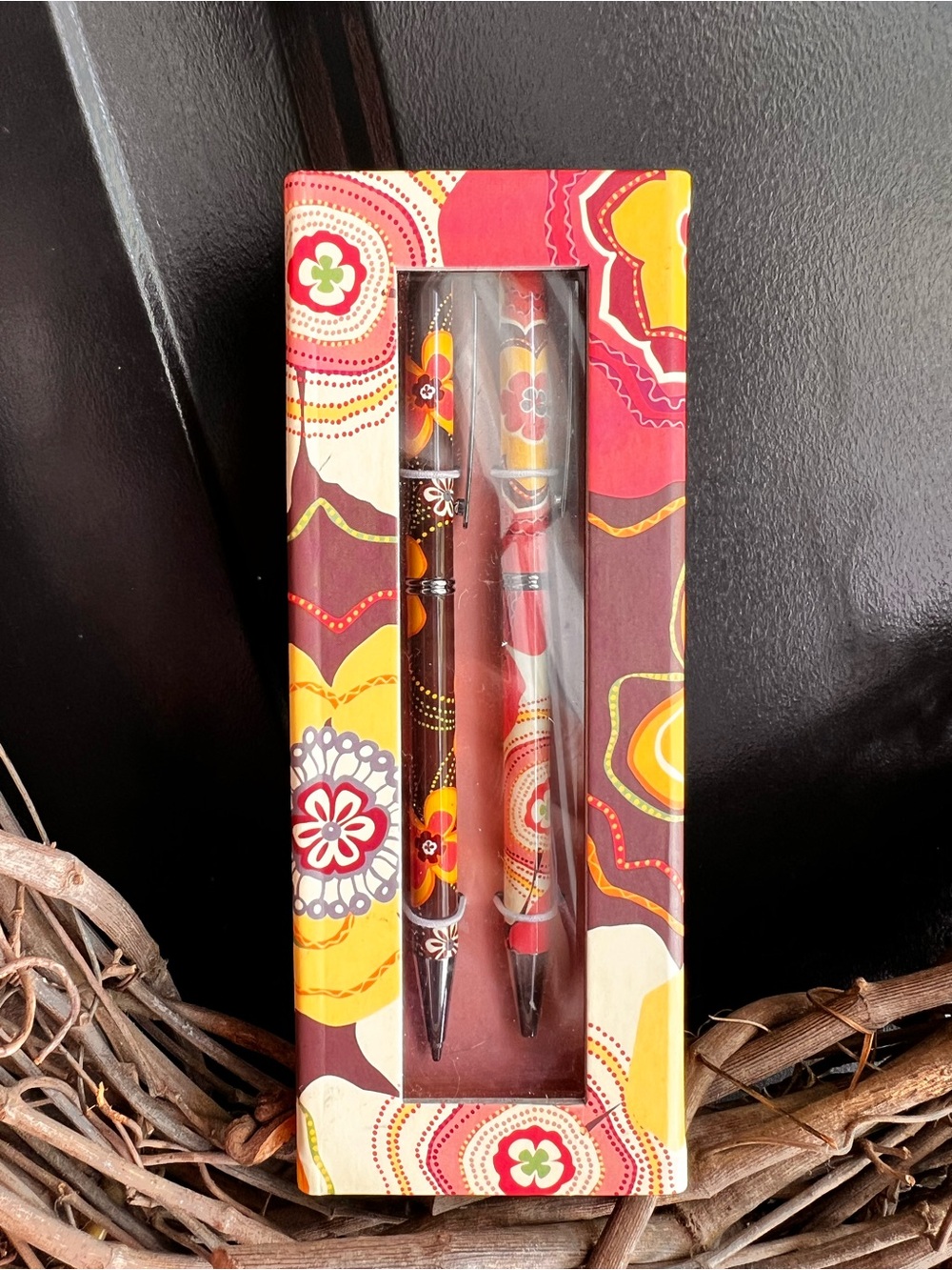 Vera Bradley Pen & Pencil set in Butter Cup pattern